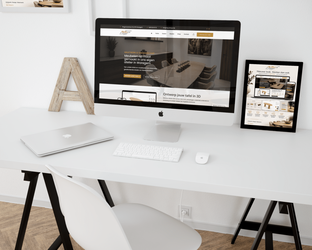 Workspace met showcase van de Algu Design website.