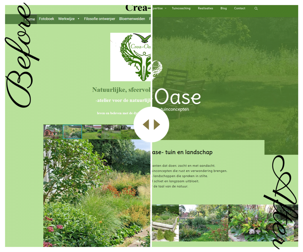 Crea-Oase website voor en na