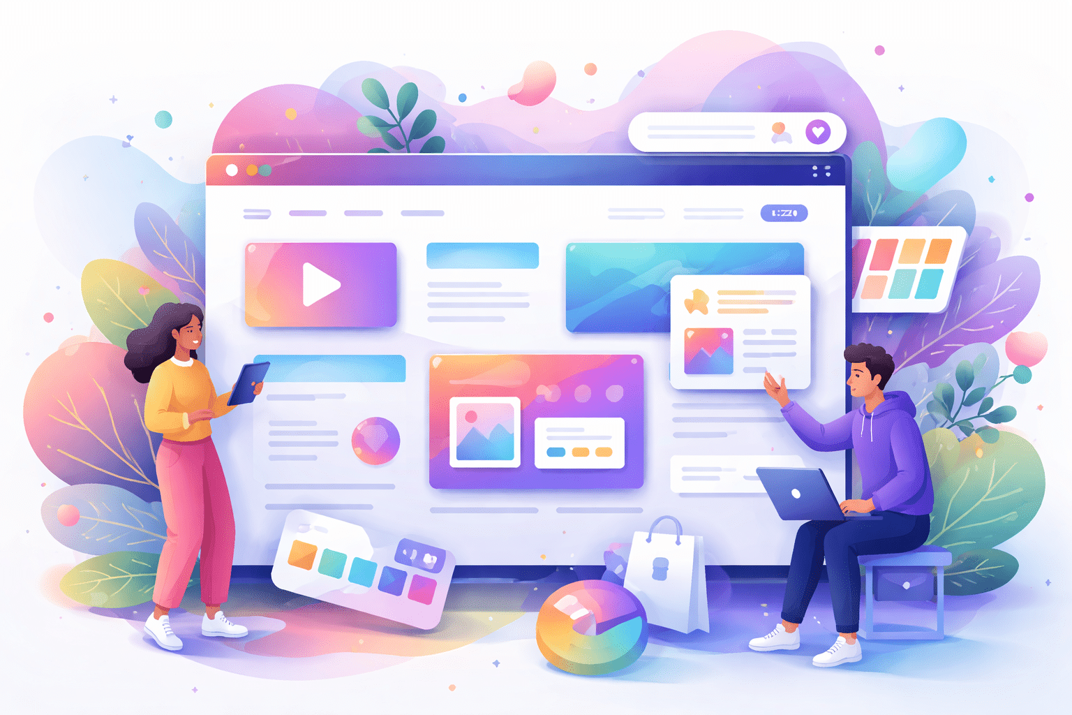 Website met elementen in een Lente sfeer.