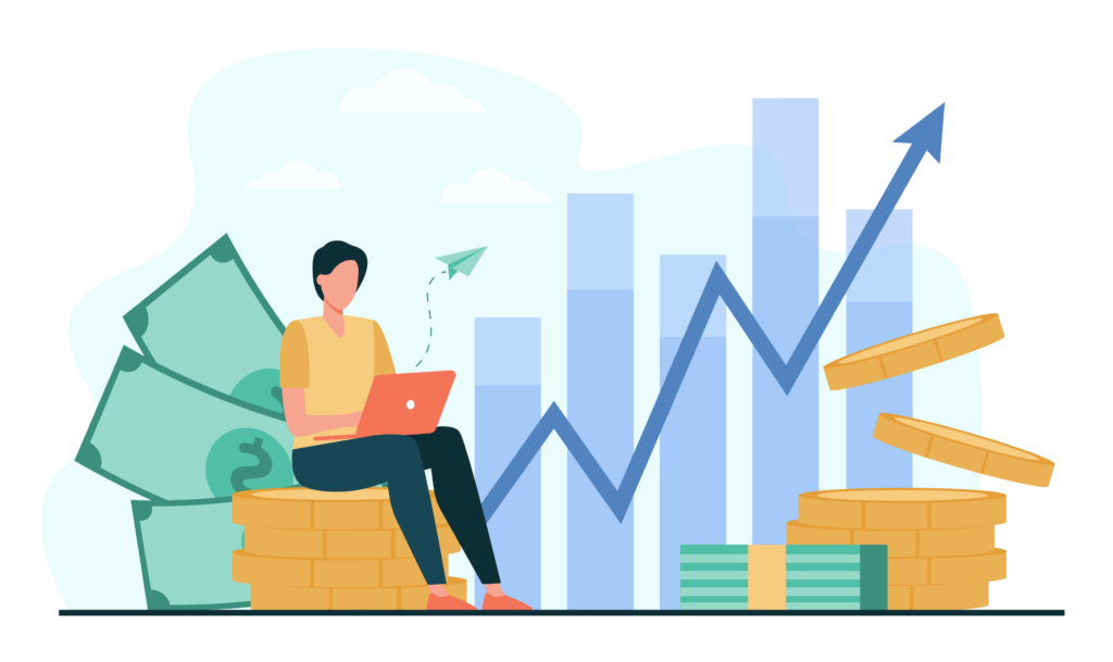 Illustratie van een consultant die winst maakt.